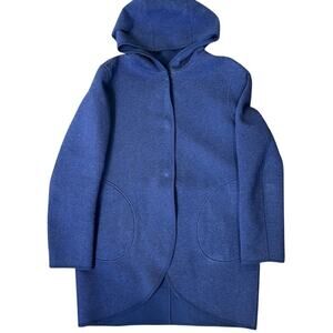 Lululemon City Bound Wrap Jacket Womens M Indigo Blue Reversable Hooded Pockets